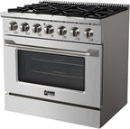 Awoco Professional 36” Freestanding 6 Burners Natural Gas Range with 4.5 cu ft. Convection Oven and 2 Racks (36 Inch)