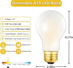 A19 Frosted Vintage LED Edison Bulbs 40W, E26 Dimmable LED Filament Light Bulbs, 2700K Warm White,4W Equivalent 40W,400LM, AC120V, A19 Frosted Light Bulbs with 90 CRI,6Pack