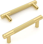 Amerdeco 10 Pack Brushed Gold Cabinet Pulls 3.75 Inch(96mm) Hole Center Drawer Pulls Cabinet Hardware Kitchen Cabinet Handles for Bathroom ZH0031