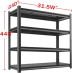 Metal Garage Storage Shelves Heavy Duty Shelving Unit 4 Tier Steel Adjustable Organizing Shelves 2500 LBS Capacity Industrial Shelving Ideal for Garage Tote Pantry Basement Outdoor, 44”Hx31.5”Wx14”D