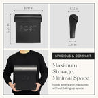 NACH Vicki Style Black Wall Mount Mailbox, Made from Heavy Duty Galvanized Metal, Waterproof & Rust-Resistant, Secure Mails & Package Storage, 12.5 x 11 x 4.5 Inches