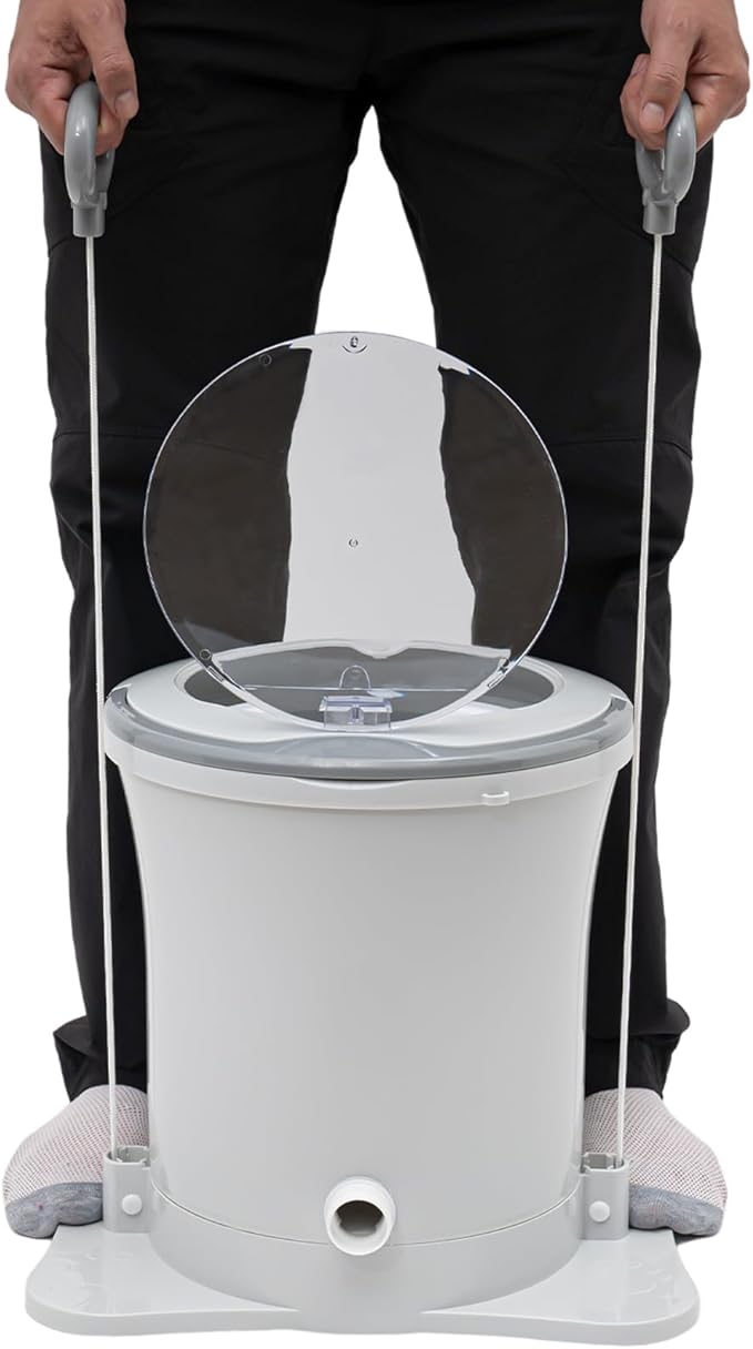 Mini Portable Washing Machine, 2 in 1 Hand Cranked Manual Clothes Non-Electric Washing Machine and Spin Dryer, 9L Capacity Washer/Dryer for Camping, Apartments, RV's, Outdoor (White Large)