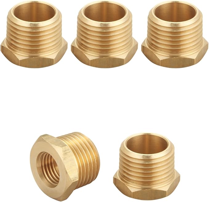1/2 Inch NPT Male x 1/4 Inch NPT Female Brass Pipe Fitting, Hex Bushing, Reducer Adapter (10 Piece)