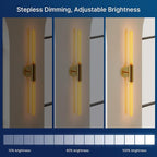 FLSNT 2 Light Modern Brushed Gold Wall Sconce with E26 Sockets, Includes 4W Dimmable Gold-Tinted T30 Bulbs, 2200K Warm Amber Glow, 90CRI, Steel Construction, Vintage Wall Light for Living Room