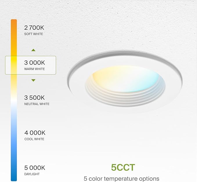ASD 4 Inch Retrofit LED Recessed Lighting | Metal Trim White 10W 849LM 120V 2700K-5000K Adjustable Ceiling Downlights | Triac Dimmable Wet Rated Room Can Lights, ETL Energy Star, 6 Pack