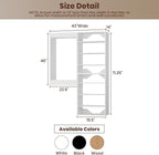 ROOMTEC Modular Closet System, 43" Wall-Mounted Closet Organizer with Hanging Rods and Shelves, Wooden Tower for Walk-In Closets, Wardrobe Storage Kit, White