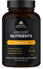 Vitamin D Supplement by Ancient Nutrition, 5,000 IU Vitamin D for Immune Support, Made from Bone Broth and Mushroom Extract, Supports Healthy Inflammation, Paleo and Keto Friendly, 60 Capsules