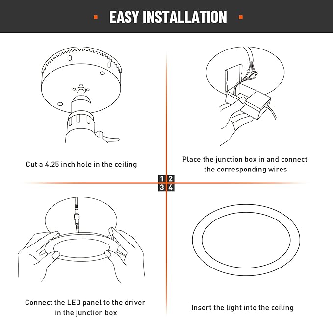 6 Pack Recessed Lighting 4 Inch with Junction Box, 5CCT 4 Inch Black LED Recessed Lights Dimmable 2700K/3000K/4000K/5000K/6000K, 9W 700lm Ultra Thin Recessed Lighting - ETL and Energy Star Certified