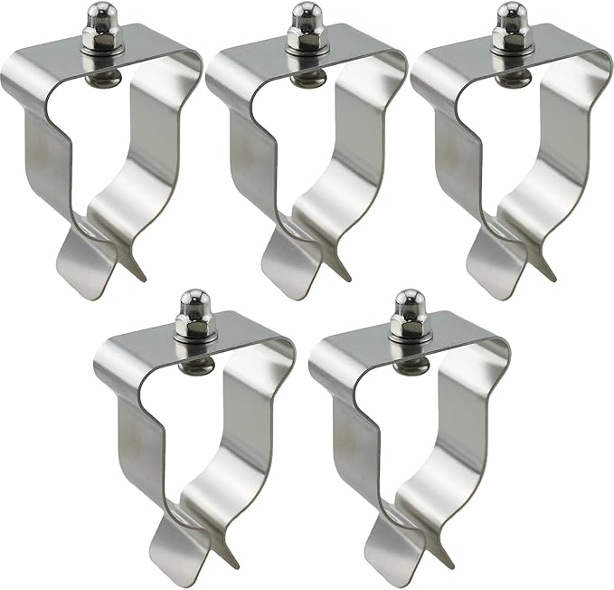 TAODAN 5PCS Silver Stainless Steel Basement Window Well Cover Spring Clips 1.57x2.36inch Exterior Patio Hardware Mounting Retaining Part