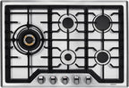 ROBAM 30" Gas Cooktop G513 with 5 Made in Italy Brass Burners, Built-in NG/LPG Convertible Gas Stove, 20,000 BTUs Power Burner, Flameout Protection