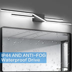 SOLFART Bathroom Vanity Light Dimmable Modern Matte Black Bathroom Light Fixtures Over Mirror 48 Inch LED Lights