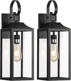 19" Large Outdoor Light Fixture 2 Pack, Porch Lights Sconce Exterior Lighting Fixtures, Black Outside Lights for House Modern Wall Lantern, Anti Rust Outside Coach Lamps for House, Doorway, Garage
