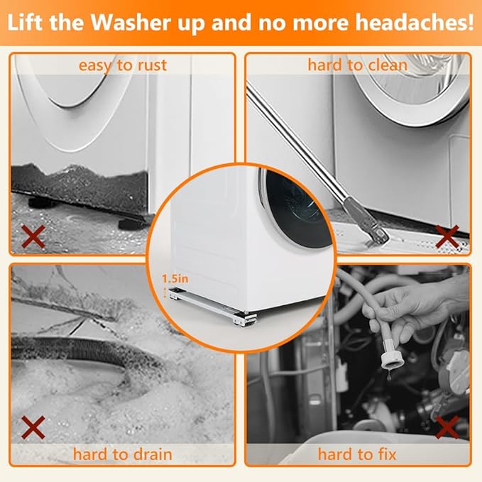 LUCKUP Heavy Duty Appliance Rollers, Extendable Washing Machine Stand Furniture Rollers Mobile Fridge Base Furniture Sliders for Refrigerators Washer and Dryer Support 660 lbs, White