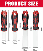 ROTATION Extra Thick Scraper Set, 4 piece, Soft Grip, Heavy Duty, Scraper with Hammer End, Stainless Steel Putty Knife