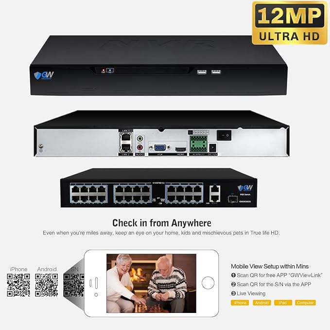 GW Security 32 Channel NVR UltraHD 4K Face Recognition NDAA & TAA Compliant Security Camera System with 24 x 8MP @25FPS Outdoor & Indoor PoE Bullet Cameras, 10 Smart AI Functions