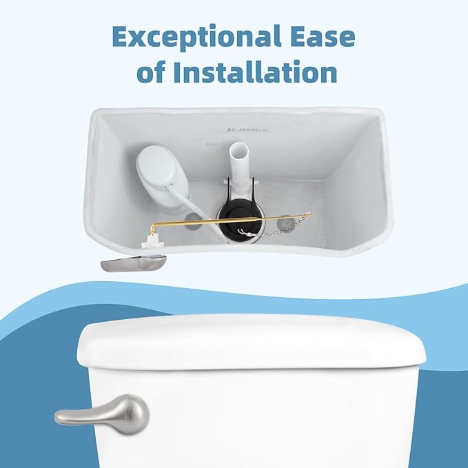 iFealClear Universal Front Mount Toilet Handle Replacement Kit with 2-Inch Rubber Toilet Flapper, Compatible with Kohler, American Standard, TOTO, Mansfield, Brushed Nickel