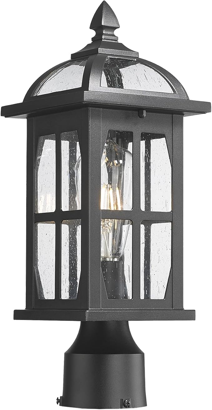 Darkaway Outdoor Post Lights Lamp Posts Outdoor Lighting, Waterproof Aluminum Post Lights Exterior Light Fixtures with Glass,Fence Pole Lights for Porch Yard Patio Garage