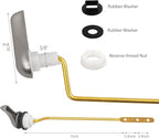 Toilet Handle Replacement Kit - Side Mount Toilet Trip Levers with Seal Gasket and Nut, Stainless Steel Flapper Chains, Universal Replacement (Brushed Nickel)