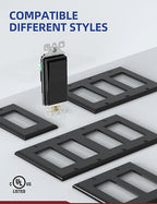 AIDA 3 Way Decorative Light Switch, Electric Switches,15Amp, 120/277 Volt, 3 Way Rocker Switch, Wall Switch Replacement, Self-Grounding, Residential/Commercial Grade, UL Listed 20 Pack, Glossy Black