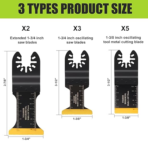 COMOWARE 10Pcs Titanium Oscillating Blades, Multi-Task Blades for Universal Saw, Fine Tooth Multitool, Suits Metal & Quick Release