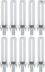 Sunlite 40499 PL7/SP35K Plugin U-Shaped Compact Fluorescent Lamp, 7 Watts, 360 Lumens, 3500K Neutral White, 2-Pin (G23) Base, 10 Pack
