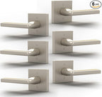 Mega Handles Prime Dummy Door Handles - 6 Pack Heavy Duty Brushed Nickel Door Handles, Non-Turning Door Handle for Closet & French Doors, Single Side, Fits All Standard Doors - Satin Nickel