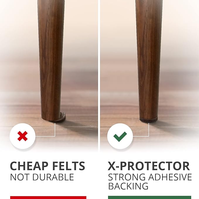 Felt Furniture Pads X-PROTECTOR - 48 Premium Floor Protector Chair Felts for Feet Wood Floors Best Hardwood Protect Your Hard Floors! (Brown)