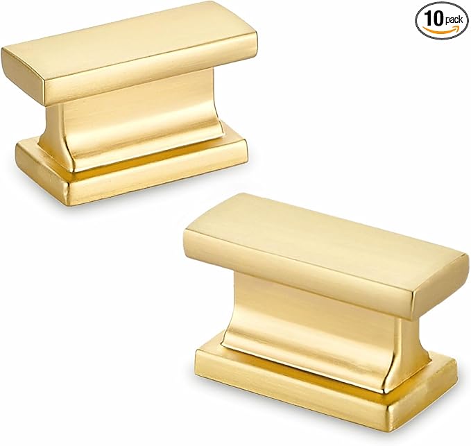 10 Pack Kitchen Cabinet Knobs, Brushed Gold Dresser Drawer Knobs and Pulls for Bathroom Cabinets