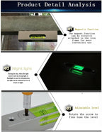 High precision aluminum alloy metal adjustable level bubble small square bar luminous magnetic length 90 hole pitch 78MM