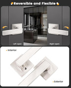 Gobrico 10 Pack Square Rosette Passage Door Handles,Interior Door Locks for Hall/Closet,Satin Nickel Finished