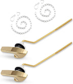 2 Pack Universal Polished Gold Toilet Handle Replacement Kit, Side/Angle Mount Toilet Flush Handle Compatible with Kohler K-GP30324-CP/TOTO/American Standard, Stainless Steel Flapper Chain