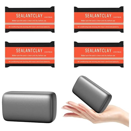 Quick Mending Mud & Waterproof Gray Sealant Putty (Pack of 4) - Ideal for Sealing: Air Conditioning Gaps, Wall Holes, and Drain Pipe Connections，Duct Seal Repair Sealing Clay.