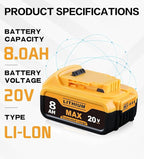 Compatible with power tool lithium batteries with custom labels. Compatible with Dewalt 20V Max tools, compatible with Dewalt 20 volt lithium batteries DCB200, DCB201, DCB203,etc. Cordless power tools