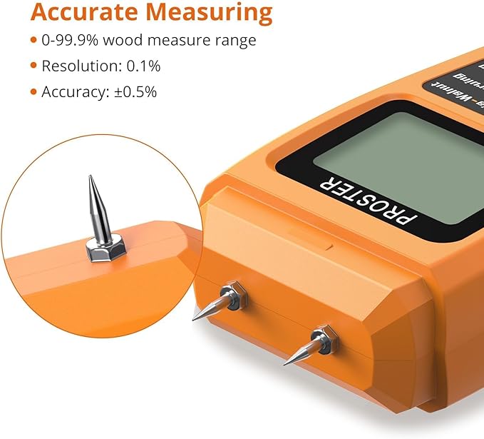 Proster Wood Moisture Meter - Digital Moisture Detector Moisture Tester, Pin-Type Moisture Detector Damp Tester for Wood Firewood Paper Floor