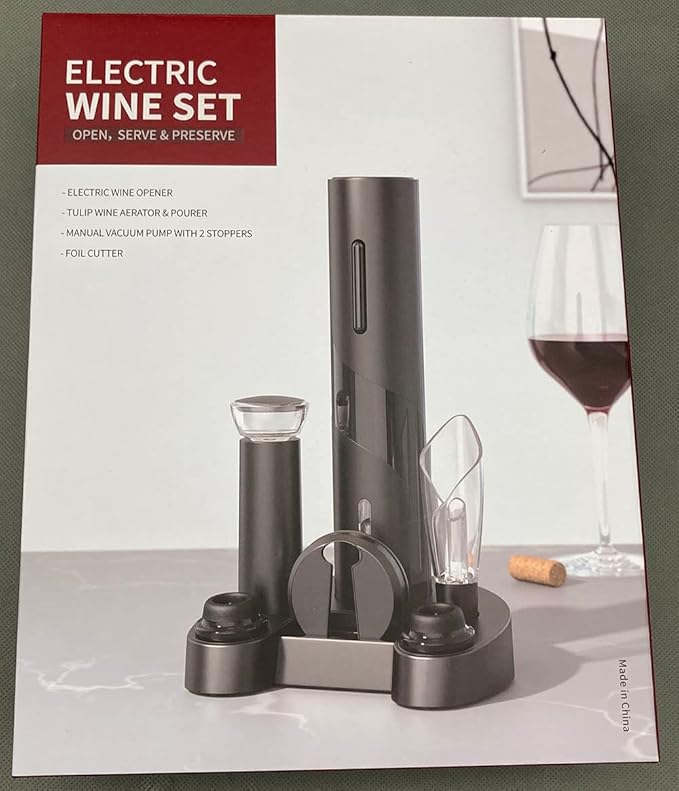 AIKARO - Electric Wine Bottle Opener Automatic Electronic Corkscrew, Rechargeable (Base Set)