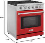 30 inch Freestanding Natural Gas Range or Liquid Propane Gas Range with 5 Burners, Large Capacity 24 inch Top Control Built-In Dishwasher with Third Rack, in Stainless Steel (Red)