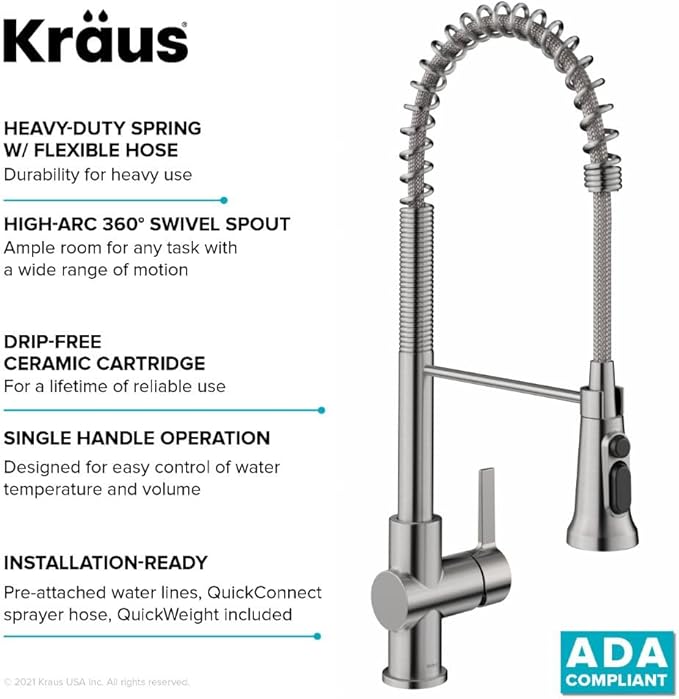 KRAUS Britt 2-in-1 Commercial Style Pull-Down Single Handle Water Filter Kitchen Faucet for Reverse Osmosis or Water Filtration System in Spot Free Stainless Steel, KFF-1691SFS