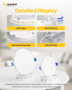 Ensenior 24 Pack 6 Inch LED Recessed Ceiling Light with Night Light, Dimmable, 2700K-5000K 5CCT, 1050LM 12W 120V, High Brightness Canless Wafer Downlight - FCC