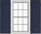 Board & Batten Vinyl Shutters (1 Pair) | 14.5"x35" (4-Board) - Navy Night Sky | Exterior Window Shutters | Includes Mounting Hardware | Simple Installation | Made in USA