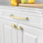 Asidrama 10 Pack 6.3 Inch(160mm) Hole Centers Kitchen Cabinet Handles, Brushed Brass Cabinet Pulls Kitchen Cabinet Hardware for Cupboard Drawer Pulls