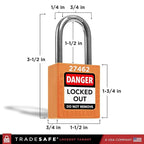 TRADESAFE Lockout Tagout Locks Set - 10 Orange Loto Locks, Lockout Locks Keyed Different, 2 Keys Per Lock, OSHA Compliant Lock Out Tag Out Padlocks, Safety Padlocks for Electrical Lockout Tag Out Kits