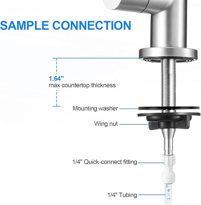 Under Sink Water Filter - Water Filter with Faucet and Feed Valve for Home Bar and Washbasin,Reduce Chlorine,Bad Taste&Odor,A Perfect Choice for Countertop Ice Maker,Coffee Maker and Skin Care