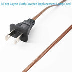 8 Feet Rayon Cloth Covered Replacement Lamp Cord with End Plug for Antique Lamp Repair DIY Project, SPT-1 Electric Wire,18 AWG, Stripped Ends,4 Pack,Brown Color