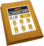 Mytee Products 12' x 20' Tan Canvas Tarp 12oz Heavy Duty Water Resistant