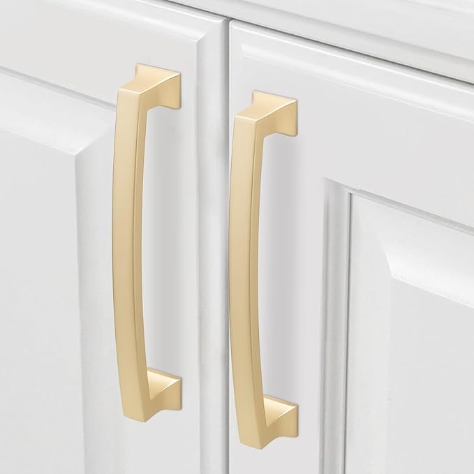 COTYKILEY 10 Pack 5 Inch(128mm) Brushed Gold Kitchen Cabinet Pulls Kitchen Cabinet Handles Cabinet Hardware