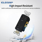 ELEGRP Glossy Black Decorator Electrical Wall Outlet Receptacle, 20A 125V Standard Outlets, 2 Pole 3 Wire, Non-Tamper Resistant, NEMA 5-20R, Self-Grounding Wall Outlet, UL Listed, 20 Pack