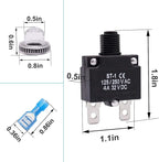mxuteuk 5Pcs 4Amp Circuit Breakers Push Button Manual Reset 125/250V AC 32V DC,Overload Protector Switch Thermal Circuit Breakers with Quick Connect Terminals and Waterproof Button Caps ST1-5-4A