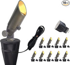 COLOER Mini Size Die-cast Brass Landscape SpotLights Outdoor, 12Volt AC/DC Low Voltage Landscape Lights Fixture,IP65 Waterproof Trees Directional Spot Up Light(104B, Bronze, 10-Pack with Bulb)