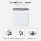 COSTWAY Portable Washing Machine, Twin Tub 26 Lbs Capacity, 18 Lbs Washer and 8 Lbs Spinner, Compact Washer with Control Knobs, Timer Function, Drain Pump, Laundry washer for Apartment RV, Grey