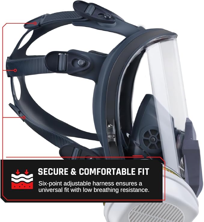 Parcil Distribution Full Face Respirator Mask with Filters – Durable Full Face Respirator Gas Mask, Bayonet Filter Compatible